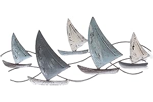‎ANNASTORE Annastore Wanddeko Fische oder Segelschiffen aus Metall L 47 cm (Segelschiffe)