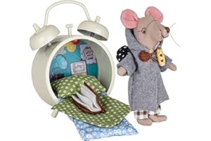 LEVLOVS Mouse in a Matchbox Toy Baby Registry Gift Travel Mouse in Twin Bell Alarm Clock