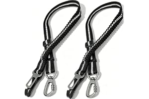 Newaner 2 Pack Bä Hund Bil, 3 i 1 Justerbar sele Hund Bil med elastisk dämpning, Dubbel tjock zinklegering Säkerhetskrok o