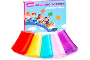 Cikyner Sciarpe di Giocoleria, 5 Pezzi di Foulard Giocoleria Colorati 60x60 cm Sciarpe da Giocoleria Panni da Giocoliere per Danza per Interni e Giardini, Giocoleria, Gioco Sensoriale per Bambini