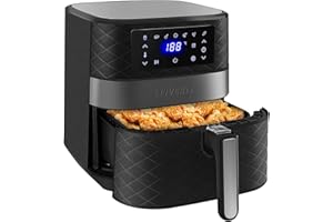 LLIVEKIT 5.5 L Air Fryer Family Size Hot Large Air Fryer Low Fat and Oil-Less Cooking, Digital Touchscreen, Removable Basket, Timer & Temperature Control, 7 Presets with Cookbook, Black