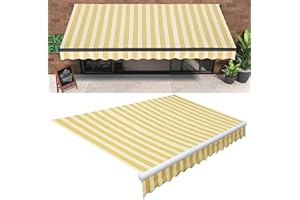 DAZULI Tenda da sole retrattile di ricambio in tessuto per esterni, copertura impermeabile in poliestere, protezione UV (dimensioni: 2,4 x 2 m, colore: strisce gialle)