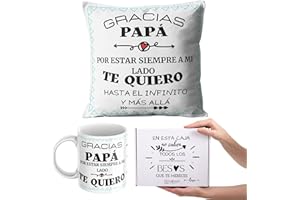 BY KROL STORE by Krol - Regalos Originales Hombre - Día del Padre - Regalos Dia del Padre - Regalo Hombre Original - Regalo Hombres - Cojín + Relleno y Taza Infinito - Cumpleaños Papá - para Padres y Abuelos