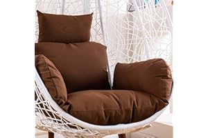 GENERIC No Filled Hanging Egg Chair Cushion Cover - Waterproof Outdoor Single Seat Swing Egg Chair Cushion Cover with Zipper (Only Cover) (brown)