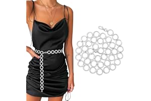 WERFORU Cinturón de mujer Moda Metal Chain Cinturón de aleación Cinturón de cintura ajustable Cadena de cintura