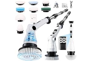 ‎LADAMI LADAMI Elektrische Reinigungsbürste,Fugenreiniger Elektrisch mit Verstellbarem Griff und 8 Austauschbaren Köpfen, 3 Rotationsgeschwindigkeiten,Wanne mopSet, Reinigungsbürste für Badezimmer Küche Auto