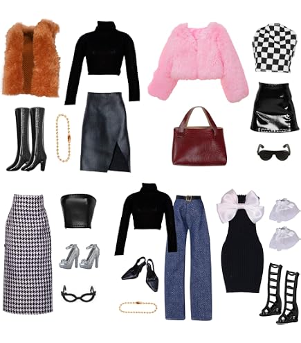 Set Di 19 Vestiti Per Bambole 29 Cm (Compatibili Barbie) - Abiti, Scarpe E Accessori Moda, Vestito Da Sera E Casual