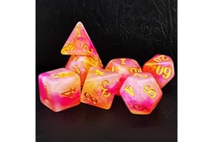 BESCON DICE Bescon magiczny kamień kostka zestaw serii, 7 szt. wielościenne RPG zestaw kości RoseQuartz, opakowanie foliowe