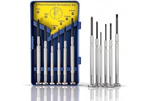 GAROMA 6Pcs Mini Screwdriver Set, Eyeglass Repair Screwdriver, Precision Repair Tool Kit with 6 Different Size Flathead and Philips Screwdrivers, Ideal for Watch, Jewelers