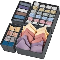 Sorbus Set Di 4 Divisori Pieghevoli Per Cassetti – Colore Acqua – Organizer In Tessuto Per Biancheria Intima, Calze, Accessori – Sottiletto