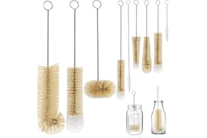 ‎MASTERTOP MASTERTOP Flaschenbürste Set,9-Teiliges Lang Flaschenbürsten Reinigungsbürste mit Flauschiger Pomponkopf, Flaschenputzer Flaschenreiniger Bürste für Strohhalm, Milchflasche, Weinglas, Dekanter