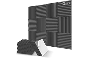 JBER Zestaw 12 sztuk – węgiel drzewny panele akustyczne studio piankowe kliny 2,5 x 30 x 30 cm