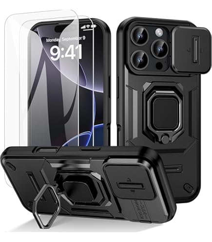 Wiaekosef For IPhone 16 Case Built In Slide Camera Lens Cover,Heavy Duty Shockproof Protection Dual Layer Case For IPhone 16 6.1 Inch 2024,Cute Frog Mushroom