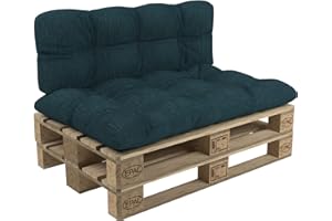 POKAR Palettenkissen Palletenauflagen Palettenpolster Palettensofa Palettenmöbel 2er Set: 1x Sitzkissen 120x80 + 1x Rückenlehne 120x40, Dunkelgrün