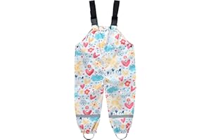 LUCKYWAQNG Tuta antipioggia imbottita per bambini 146 bambini ragazzi ragazze pantaloni antipioggia antivento impermeabile tuta da fango misto poliestere caldo pantaloni da pioggia