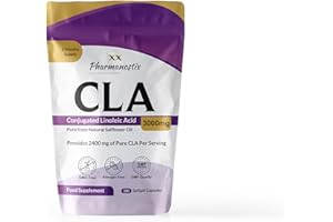 Pharmanostix CLA Conjugated Linoleic Acid Supplement 3000mg Derived from Safflower - 1000mg Per Capsule - 180 Easy Swallow Softgel Capsules -80% Active Isomers - No Filler - Suitable for Men and Women