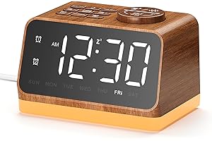 ‎DREAMEGG Dreamegg Radiowecker mit Dual-Alarm, Wecker Digital mit 7 Alarmtönen, Weißes Rauschen mit 25 Beruhigende Klänge, 5-Fach Dimmbares Display, 10-480min Timer, Snooze, Nachtlicht 0-100% für Schlafzimmer