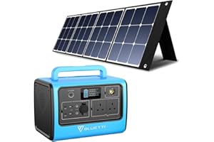 POWEROAK BLUETTI Portable Power Station EB70 BLUE 716Wh 1000W Solar Generator with SP120 120W Foldable Solar Panel Included ,w/ 2 AC Outlets LiFePO4 Battery Pack for Outdoor Camping Home Vanlife Off Grid(BLUE)