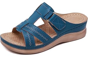 CELANDA Mules en Cuir pour Femme Sandales Mode Bout Ouvert Compensées Plateforme Pantoufles Premium Orthopédiques Sandales Vintage Chaussons de Plage d'été Taille:36-44 EU
