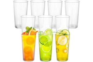 saerryor 10Pcs Reusable Plastic Tumblers, 400ml Plastic Cups for Kids and Adults, Clear Acrylic Drinking Tumblers for Home Picnic Party - Unbreakable & Stackable