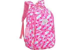 SellerFun Girl Geometric Printed Primary Junior High University School Bag Bookbag Backpack