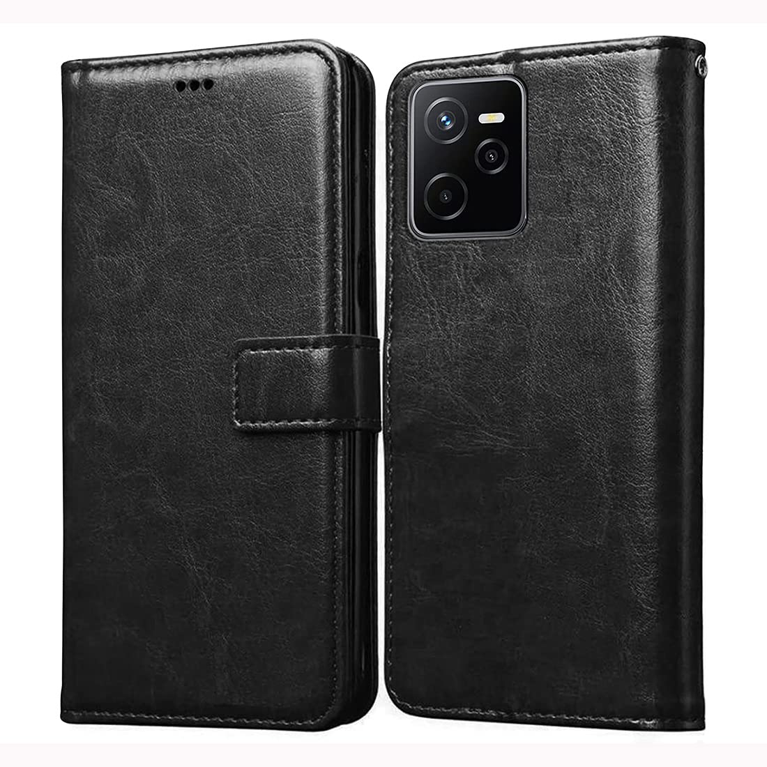 Casotec Flip Cover for Realme Narzo 50A Prime 4G | Premium Leather Finish | Inbuilt Pockets & Stand | Flip Case for Realme Narzo 50A Prime 4G (Black)