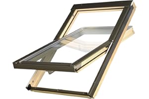 Günstige Dachfenster 66x98 OptiLight B von FAKRO Konzern | Holz klar lackiert | Schwingfenster mit 2-fach Verglasung | U-Wert Fenster: 1.3 | inkl. Eindeckrahmen