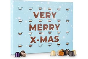 KAFFEEHAUS DIAMANT Kaffeekapsel Adventskalender 2024 "Warm Wishes" mit 24 original Kapseln kompatibel mit: Nespresso Systemen, 10 verschiedene Kaffee, Espresso und Lungo Sorten wie Cocoa Truffle, Vanilla Eclair, etc.