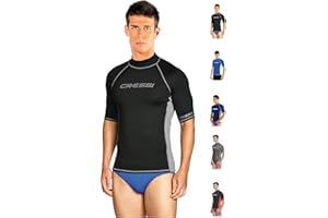 Cressi Rash Guard Man Short/SL - Maglietta Uomo Manica Corta Tessuto Elastico Avvolgente Antiabrasione, T Shirt Tecnica Snorkeling Immersione Surf, Muta Sub Maglia Tecnica Protezione Raggi UV UPF 50+