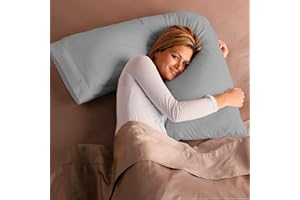 Adam Home V Pillow with Grey Pillowcase Extra Filled Hollow Fiber for Neck Support, Orthopedic, Maternity Pregnancy & Nursing Super Soft & Comfortable V shaped Pillow with Pillowcase