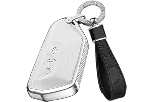 TECART Uchwyt na kluczyki samochodowe, etui ochronne do VW Volkswagen Golf 8 MK8 GTI GTD ID.3 ID.4, etui ochronne na klucze, do Seat Tarraco Ateca Leon, obudowa na klucze, 3 przyciski, kolor srebrny