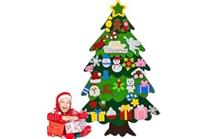 SONFEDO DIY Árbol de Navidad de Fieltro, para niños, con Adornos extraíbles, para Colgar en la Pared o en la Puerta de casa y decorarlo a tu Gusto (P6)