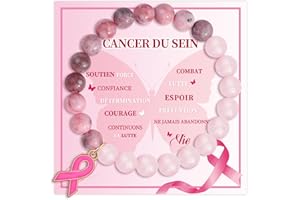 MANVEN Octobre Bracelet Perlé Rose Accessoires 2025 Sensibilisation au Cancer du Sein avec Cadeau Femme Amis Famille Collègues
