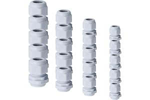 HENTEK 40 Pezzi Pressacavo M12 M16 M20 M25x 1.5 Scatola di Giunzione impermeabile IP68 Connettore e Rilasciato Pressacavi in Plastica Ø 6mm-25mm