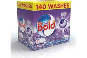 STAR FASHION GLOBAL LTD Bold 140 Wash All-In-One Laundry Detergent Pods - Stain Remoal & Built In Lenor Fabric Softner - Savers Pack of 140 Wash
