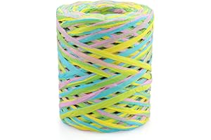 GUDQVOZIHG Geschenke Verpacken Bunte Band,Raffia Garn,Naturrabast Papierband,Raffia Papier Handwerk Band,Für Weihnachten,Hochzeit Geburtstag Party,Handwerksprojekte,Geschenkverpackung