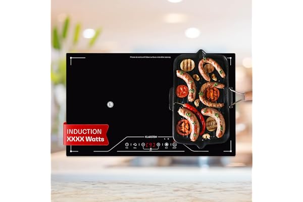 Klarstein Plaque Induction Encastrable 3500W, Table de Cuisson Induction en Zone Libre, Contrôle Tactile, Verre Céramique, 3500 W