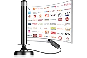 DGUPSP DVBT2 Antenne, DVB-T/DVB-T2-Antenne, Stärkere Stabantenne für digitales Fernsehen/Digital TV/DAB Radio/DVB-T2 Tuner Stick, Maximale Signalqualität - Mit Magnetfuß 3m Kabel