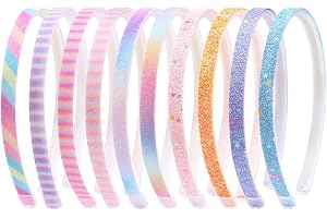 BEELUKY 10 stycken hårband flickor glitter pannband söt halkfri tjock hårband barn av plast med tänder regnbågshårband hårsmy