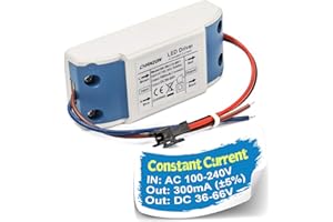 Chanzon LED Driver 300mA (Constant Current Output) 36V-66V (Input 85-277V AC-DC) (12-20) x1W 12W 15W 18W 20W Power Supply 300 mA Lighting Transformer Drivers for High Power COB Chips (Plastic Case)