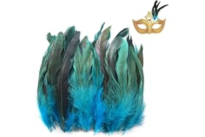 KHDULQ 100 Piezas Plumas Decoracion, Plumas Manualidades, Natural Plumas, Plumas de Colores, para Niños, Decoración Plumas Pendientes Bricolaje, Boda, Atrapasueños, Tocado (Lago Azul)