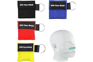 HONGOEN 4 Stück Beatmungsmaske Erste Hilfe,Beatmungsmaske Schlüsselanhänger,CPR Maske Face Shield,Beatmungstuch,Mund zu Mund Beatmung Schutz,Eeignet für Die Notfallrettung