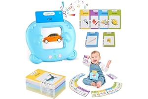 TIAZHAN Talking Flash Cards, Educational Toys for 2 3 4 5 6 7 8 Year Old Baby Boys Girls, Preschool Learning Toy Reading Machine with 224 Words, Toddler Toy Gifts for Kids Birthday Christmas - Blue