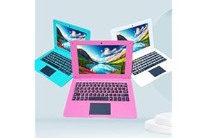 BIGMACHINE Laptop Computer Mini 10 Inch Quad Core Powered by Android 12 Netbook 64GB Small Computer with WiFi Webcam Bluetooth,Charger Mouse Included,Suitable for Children and Students, 4 Color Options (Pink)