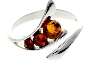 SILVERAMBER JEWELLERY UK Srebro wysokiej próby i oryginalny bałtycki bursztyn nowoczesny pierścionek - GL414