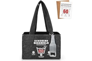 WenmthG Schonend Behandeln 60 Lustige Geschenke Geburtstag Männerhandtasche Bier mit Flaschenöffner und Grußkarten für Männer Frauen Freund, Männerhandtasche Bier Flaschenträger für 6 Bierflaschen