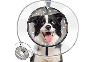 YAMI Collier Gonflable à cône pour Chien, Collier de récupération Souple pour Chien 2 en 1 avec Bouclier détachable Anti-léchage amélioré (Gris, L)