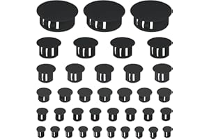 DDHOMIN 160 PCS Plastic Hole Plug Set - Snap-In Locking Caps in Assorted Sizes (Black)
