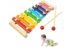 JYINELX 1 Pcs Wooden Xylophone for Kids , Toddler Musical Instruments, 8-Note Baby Xylophone with 2 Mallets, Educational Glockenspiel Toy for Children Ages 1-3