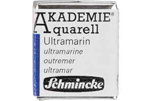 Schmincke – AKADEMIE® Aquarell, feine Künstler-Aquarellfarben, Ultramarin, 16 443 044, halbes Näpfchen, Aquarellmalerei, vegane Wasserfarbe